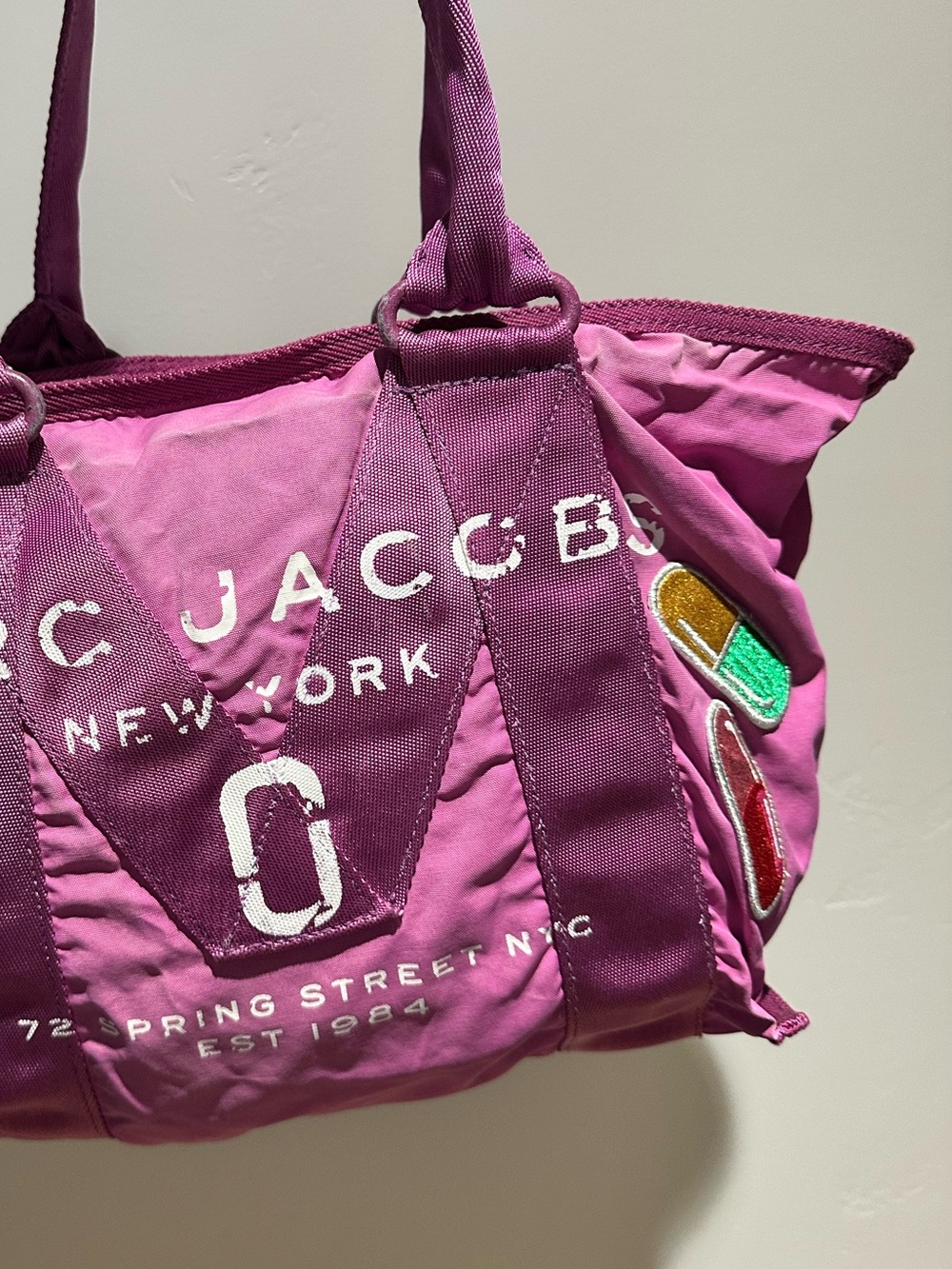 Rare 2017 MARC JACOBS Nylon Tote | Julie Verhoeven Collab Patches - Picture 14 of 16